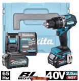 Аккумуляторная ударная дрель-шуруповерт Makita HP002GD201 (2 акк. 40V, 2,5 А/ч, 65 Нм, кейс MakPac)