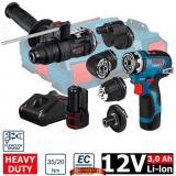 Аккумуляторная дрель-шуруповерт Bosch GSR 12V-35 FC Set (06019H3008) 2 акк. 3 А/ч, бесщет., L-BOXX, 5 насадок FlexiClick