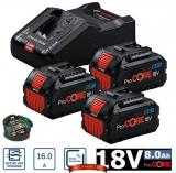 Аккумуляторы Bosch ProCORE 18V 8,0 Ah (3 шт) + зарядное GAL 18V-160 C (0615A5004Y)